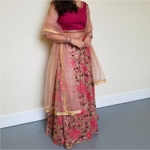 Pink floral lehenga